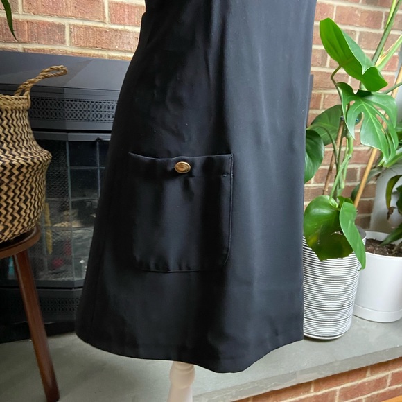 ZARA Black High Neck Short Sleeve Front Pockey Keyhole Dress, Size S - Picture 12 of 16